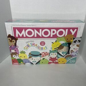 Monopoly Original Squishmallow Collector's Edition Family Board Game W Plush Cat